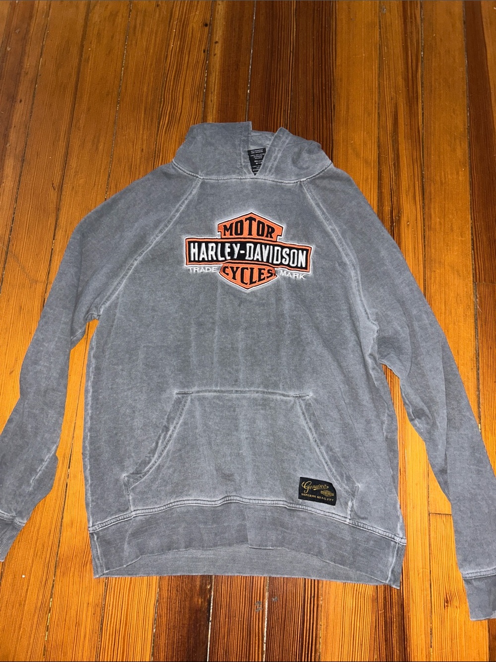 Harley-Davidson Gray Pullover Hoodie with Orange & Black Logo (SMALL CALLOUT)